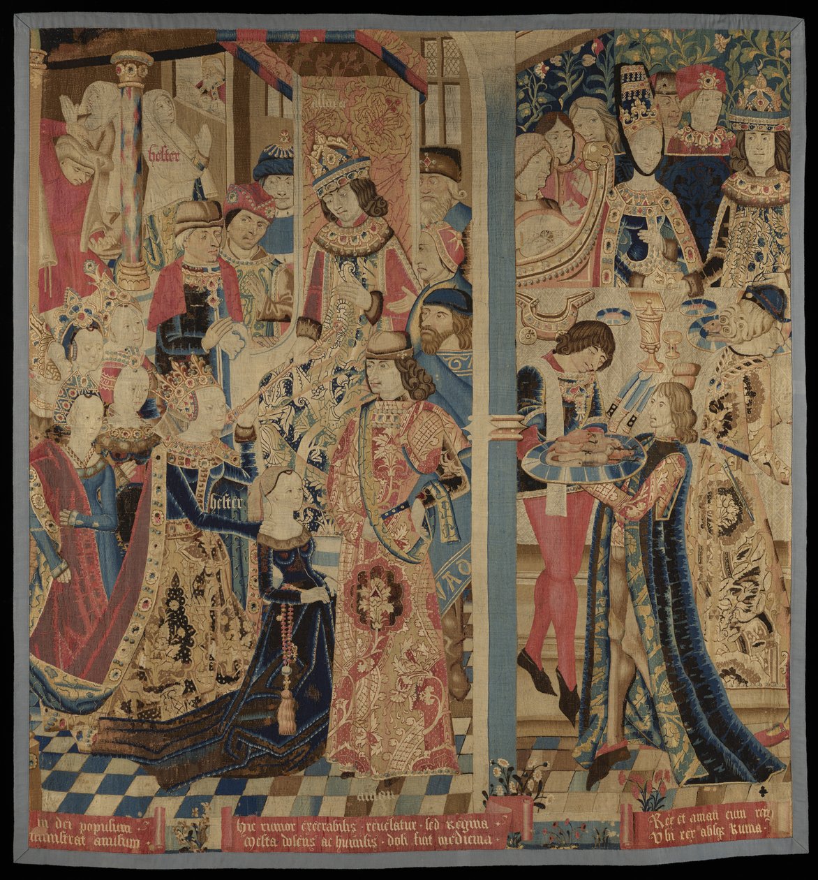 Ester og Ahasverus, ca. 1460-1485 (ull og silke) av Flemish School