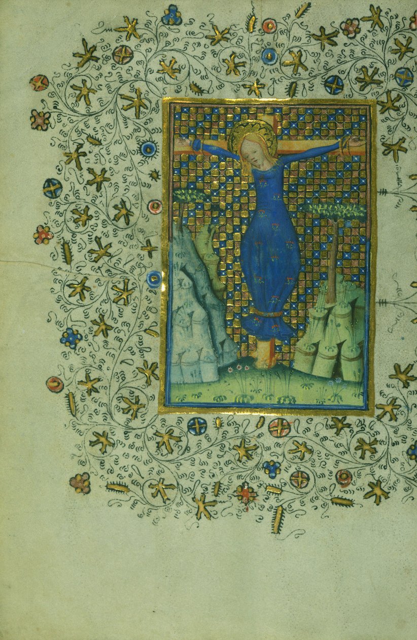 Saint Wilgefortis på korset, ca. 1430-40 (blekk på pergament) av Flemish School