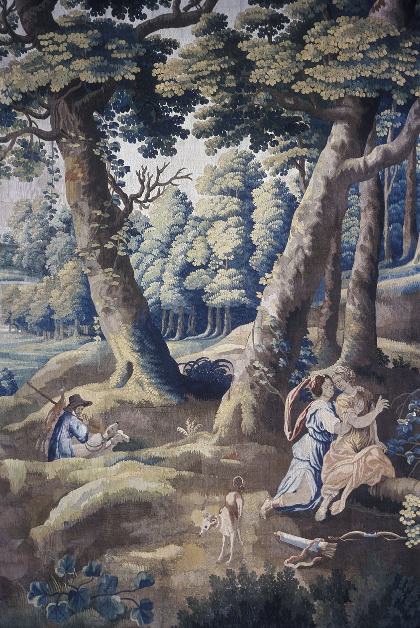 Scene fra Life at Country Mansion-teppeserien (tekstil) (se også 1275717) av Flemish School