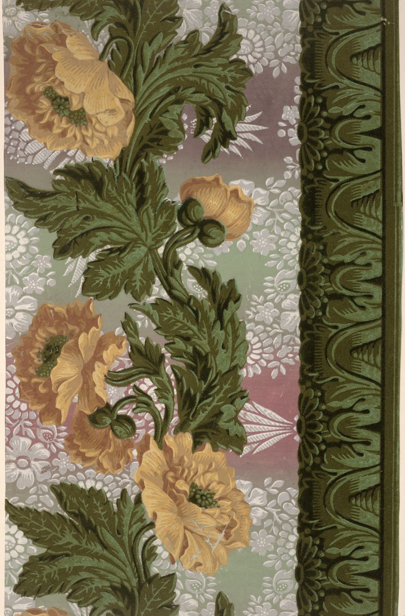 Blomsterkant, tapetdesign, Paris, 182526, produsert av Dufour et Leroy, av French School