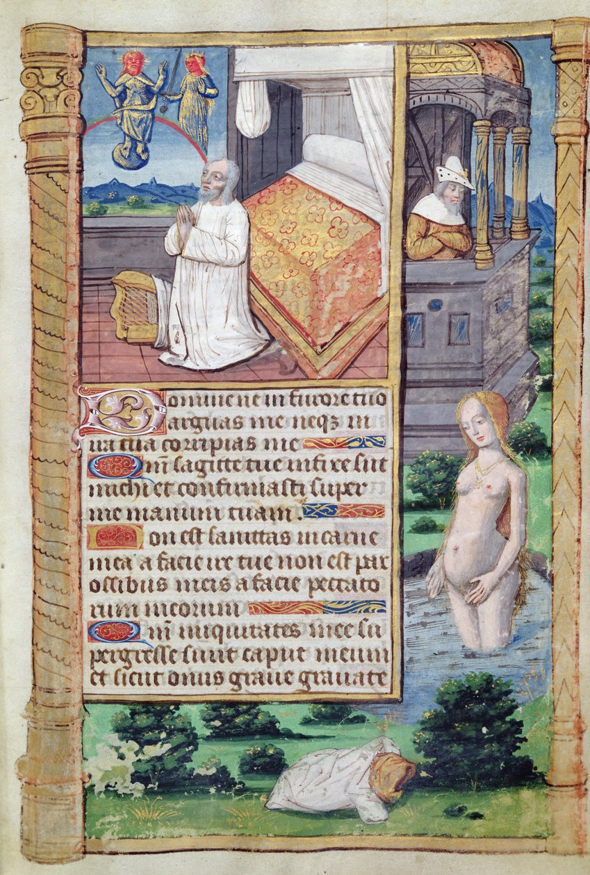 Fol.51r David og Batseba, fra Hours of the Use of Rome av French School
