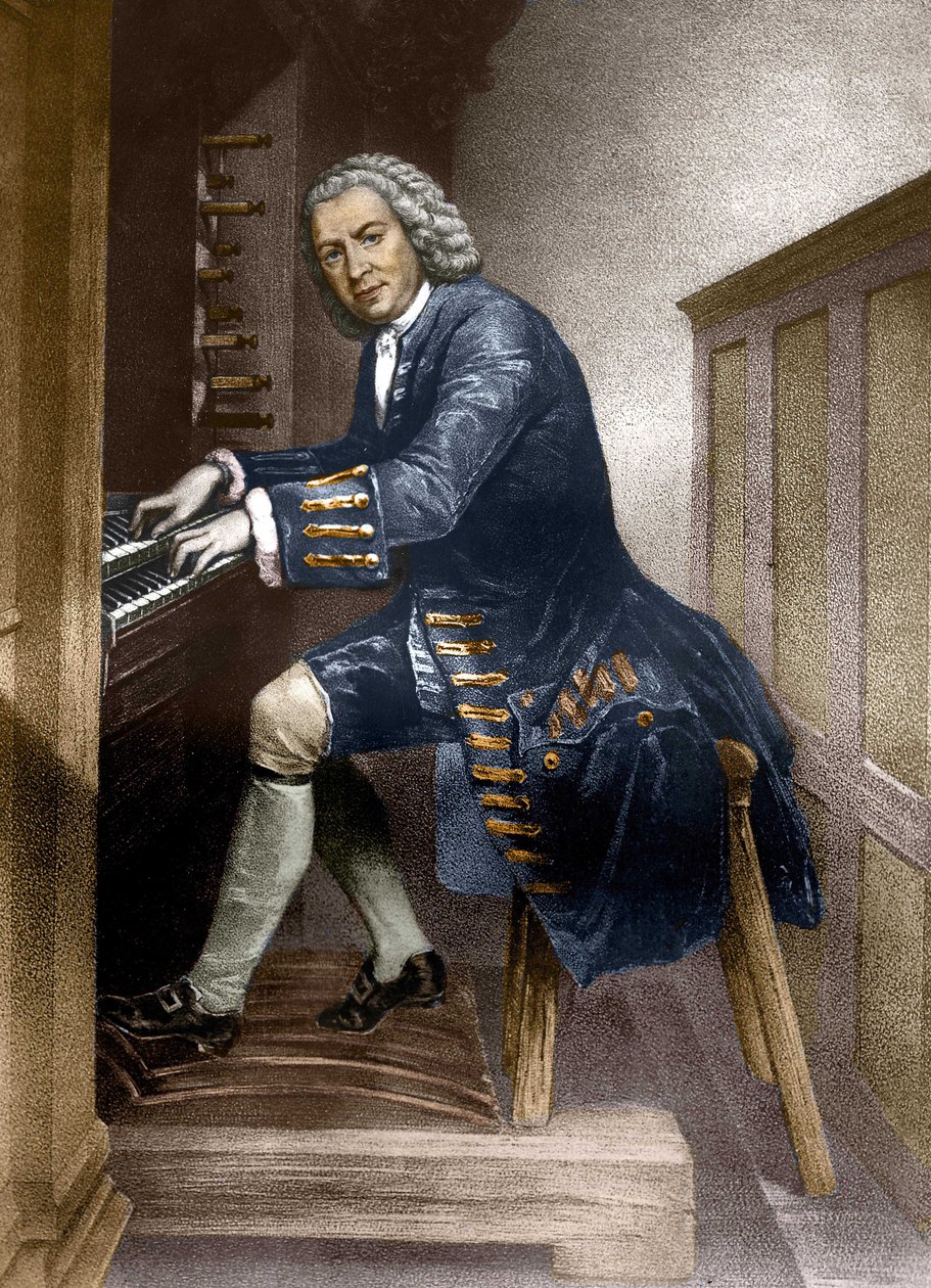 Johann Sebastian Bach spiller orgel, ca. 1881 av French School