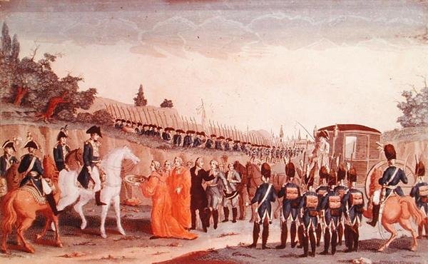 Berlin-magistratene overlater nøklene til byen til Napoleon, 1807 av French School