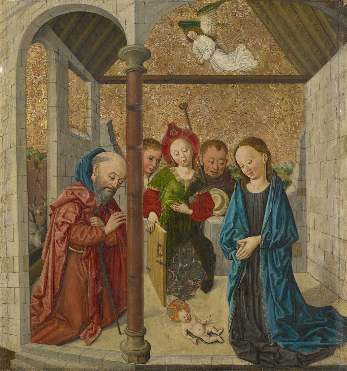 The Nativity, 1458 (blandet media på tre) av German School