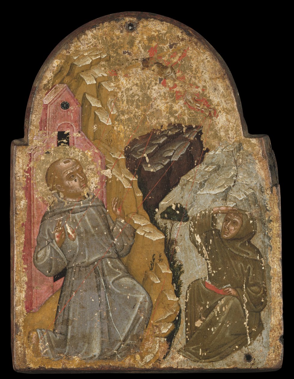 Ikon av St Francis mottar Stigmata (eggtempera på panel) av Greek School