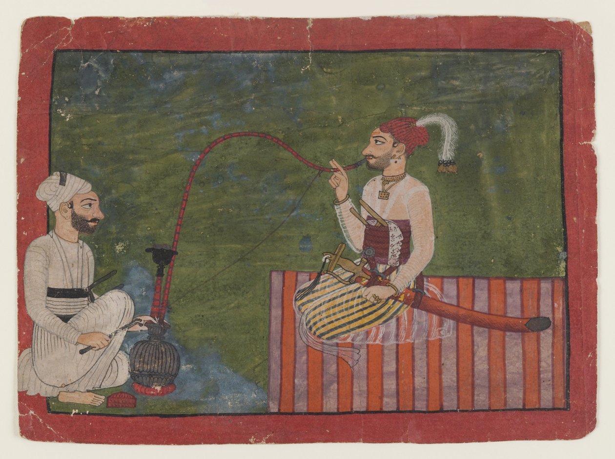 Portrett av en prins, ca. 1700-1710 (ugjennomsiktig wc på papir) av Indian School
