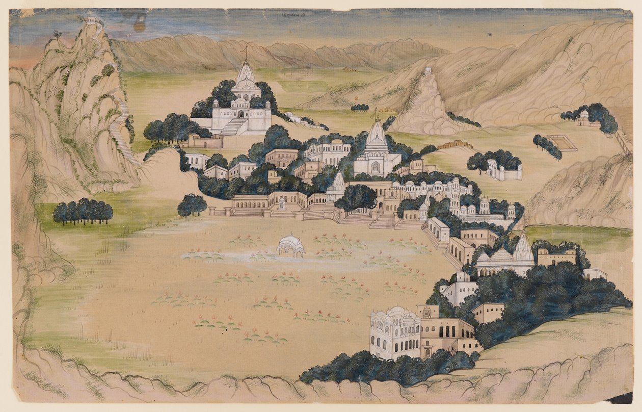Pushkar Lake, ca. 1840-60 (wc og vask på papir) av Indian School