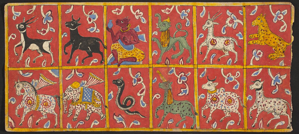 Tantrisk manuskript Sangrahani Sutra, slutten av 1500-tallet (wc på papir) av Indian School