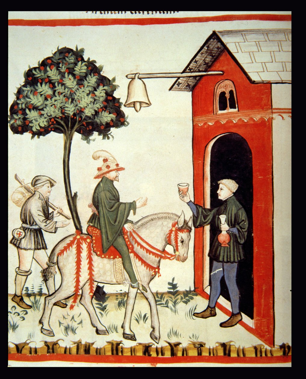 Nova 2644 fol.87v The Glass of Red Wine, fra Tacuinum Sanitatis Codex Vindobonensis av Italian School