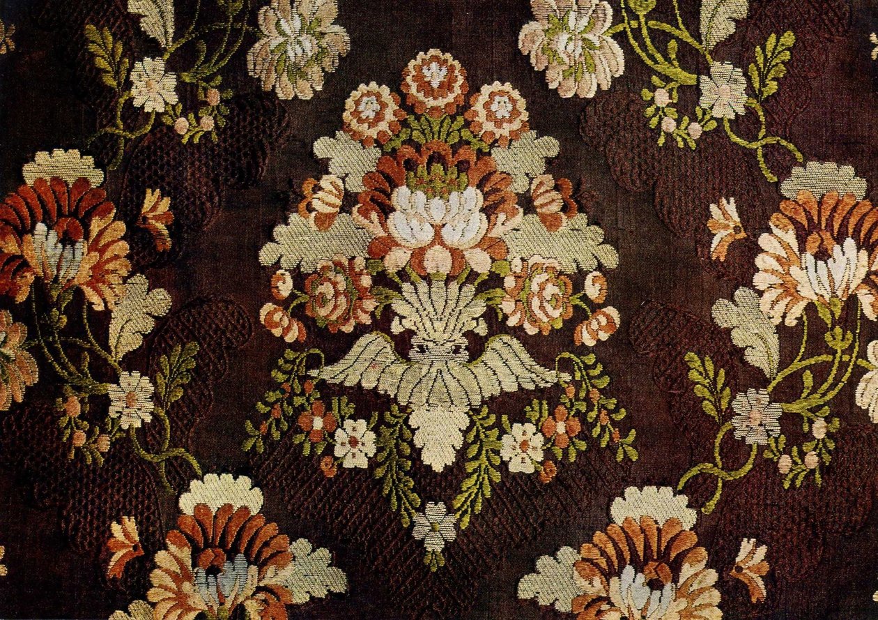 Blomsterdesign (silke med gulltråd) av Russian School