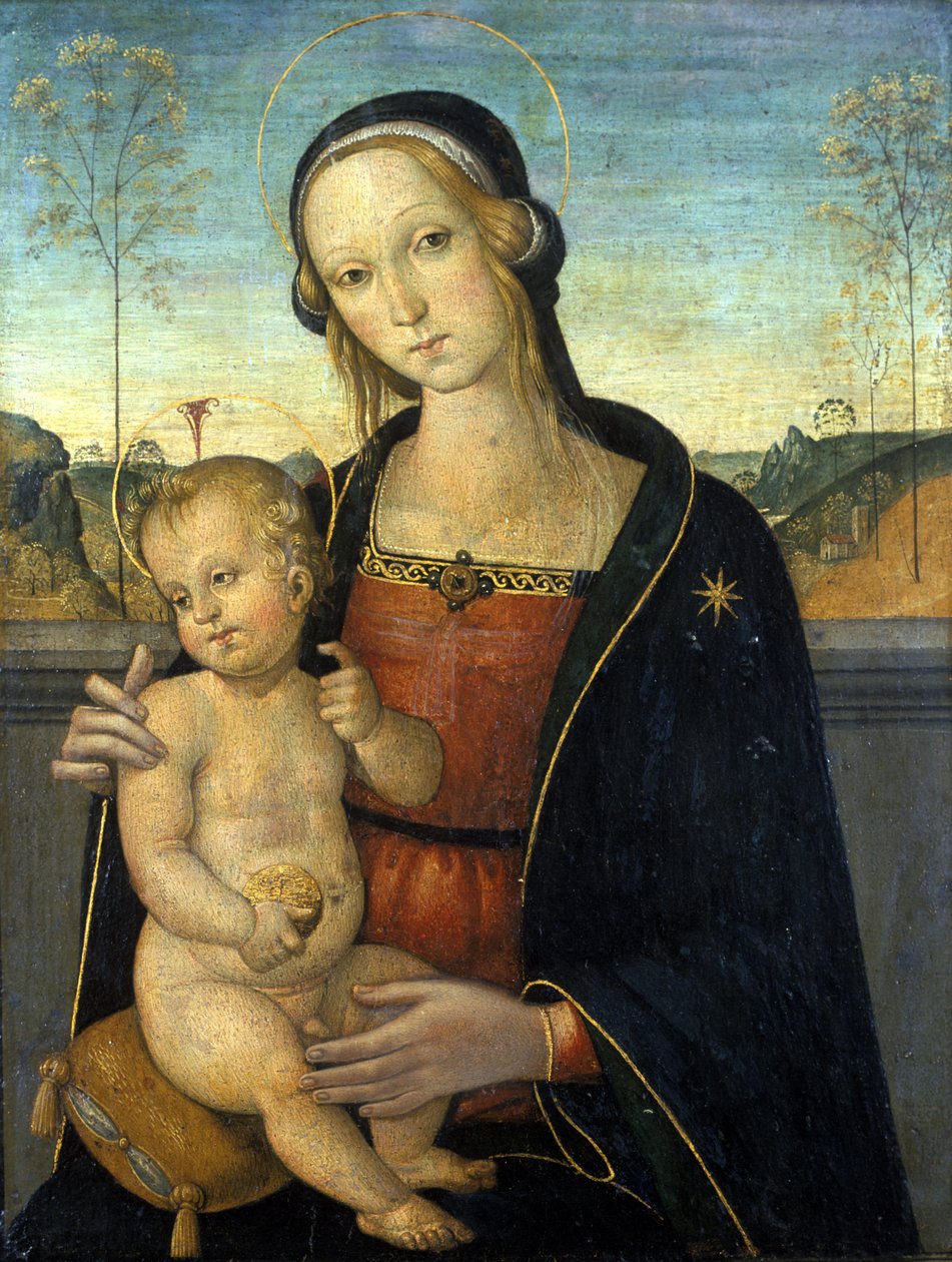 Madonna og barn, ca. 1500 (tempera på tre) av Tiberio dAssisi