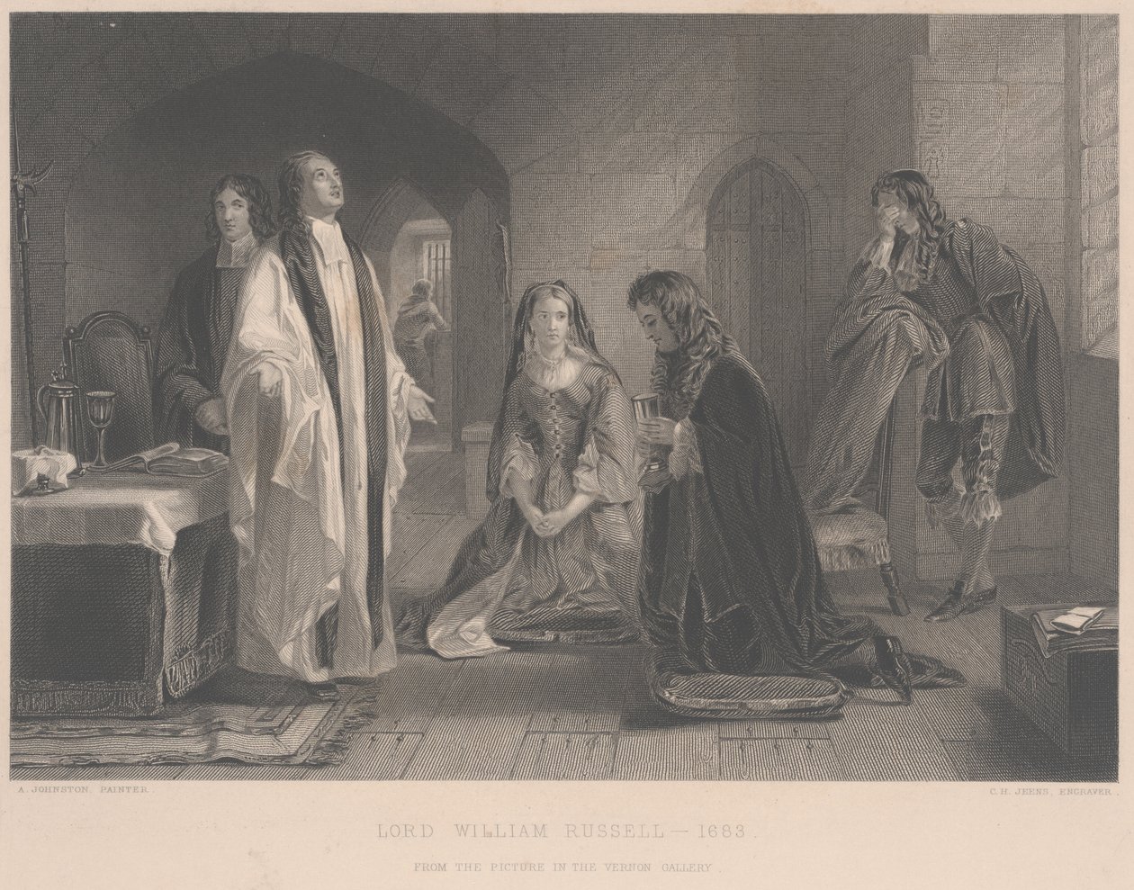 Lord William Russell mottar nattverd, gravert av C.H. Jeens av A. Johnston