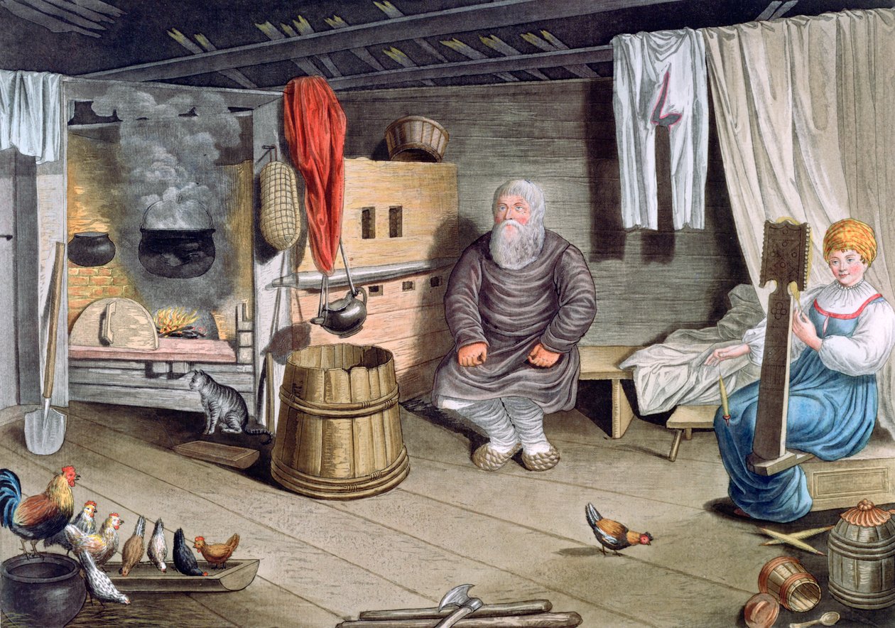 'Bønders hus', Russland, 1821 av AC Houbigaot