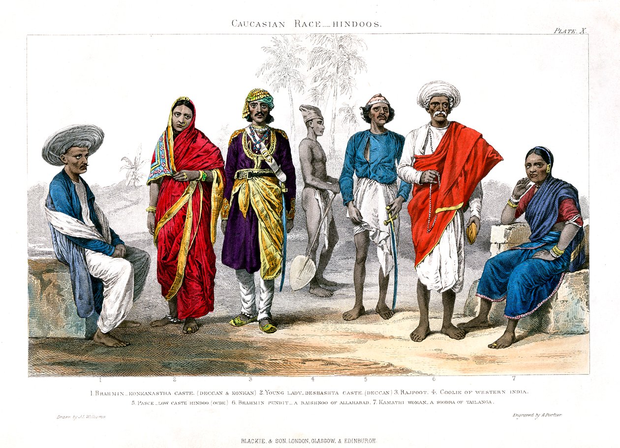 Kaukasisk rase, hinduer, 1800-1900. av A. Portier