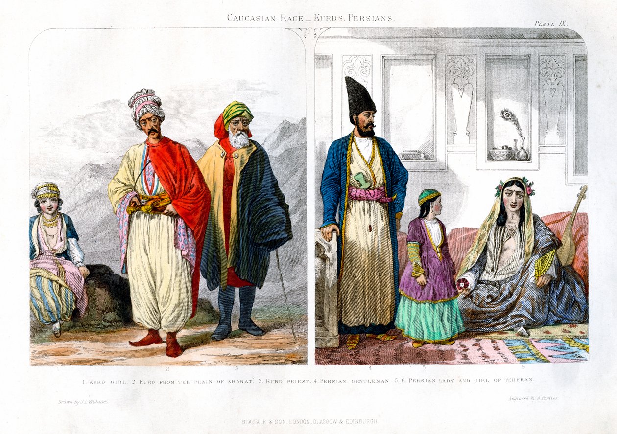 Kaukasisk rase, kurdere og persere, 1873. av A. Portier
