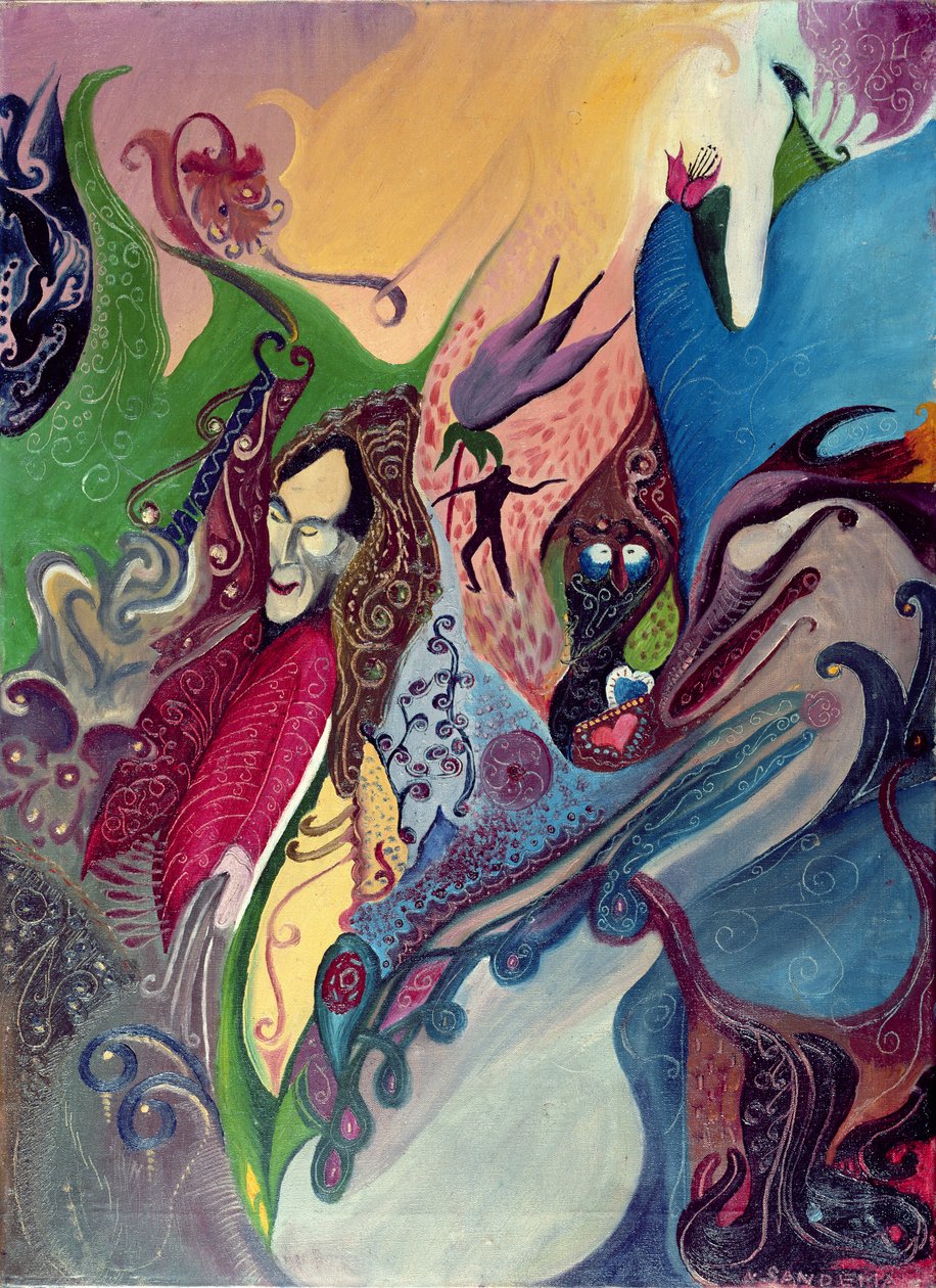 Fantasy (olje på lerret) av A. Sandeman