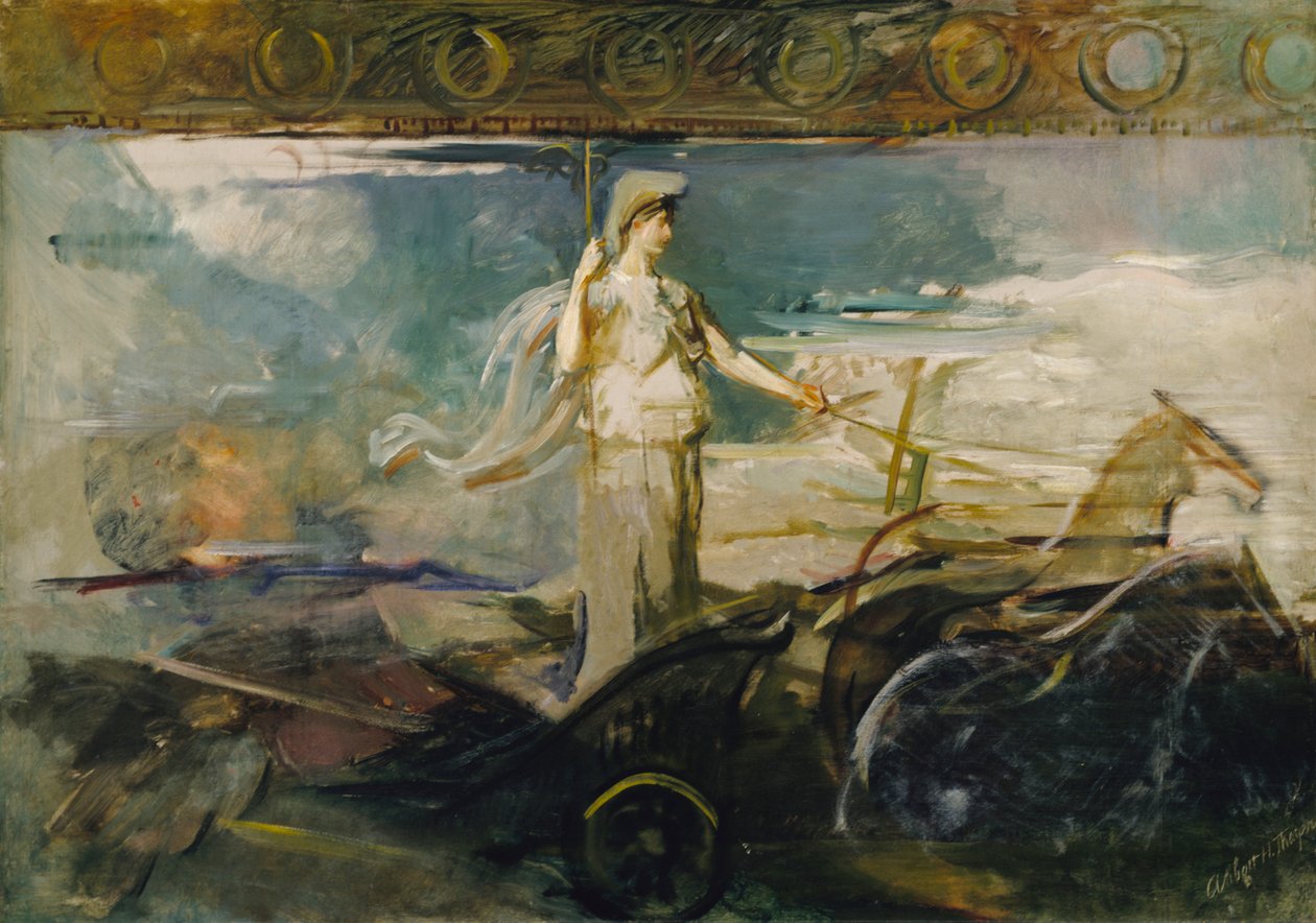 Minerva i en vogn, ca. 1894. av Abbott Handerson Thayer