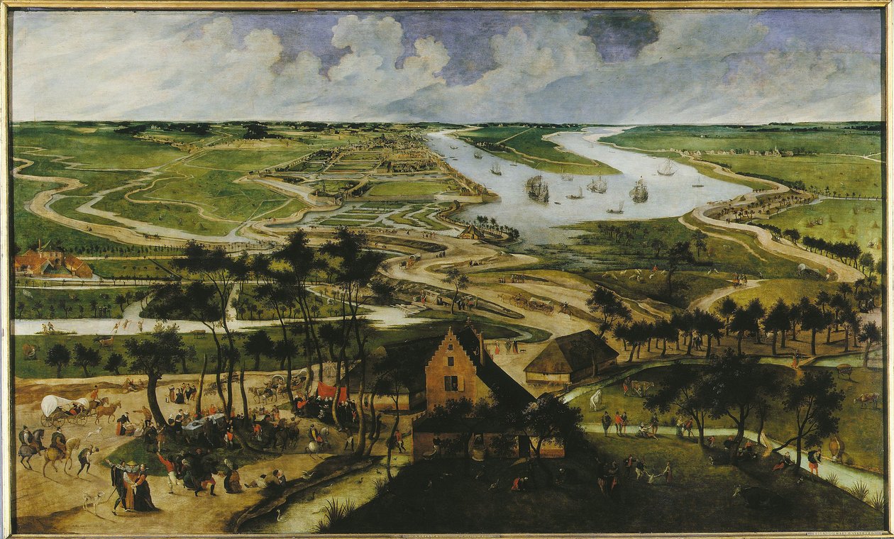 Utsikt over Antwerpen Polders, 1604. av Abel Grimmer