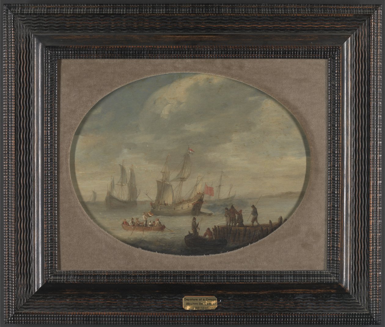 Bevæpnede handelsmenn utenfor den nederlandske kysten forbereder seg på å seile av Abraham de Verwer