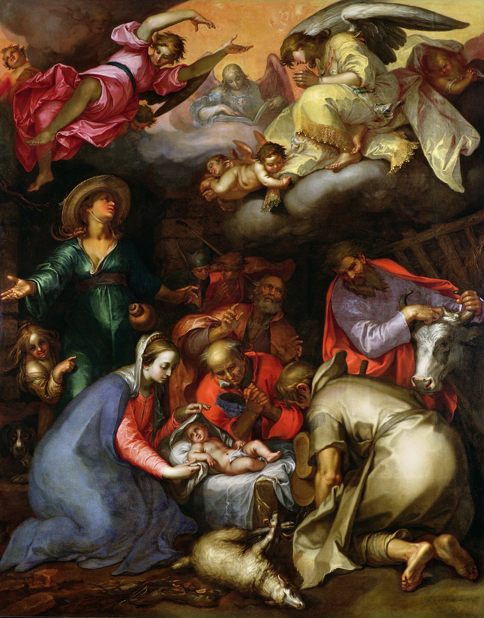 Tilbedelse av hyrdene, 1612 av Abraham Bloemaert