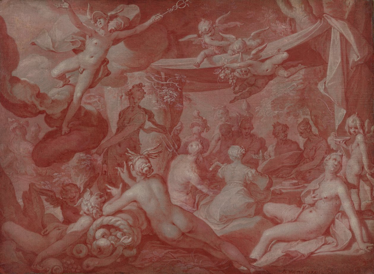 Gudens måltid, muligens måltidet ved bryllupet til Peleus og Thetis av Abraham Bloemaert