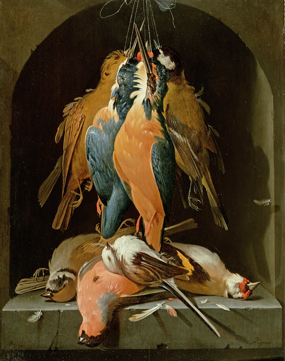 Stilleben av fugler av Abraham Mignon