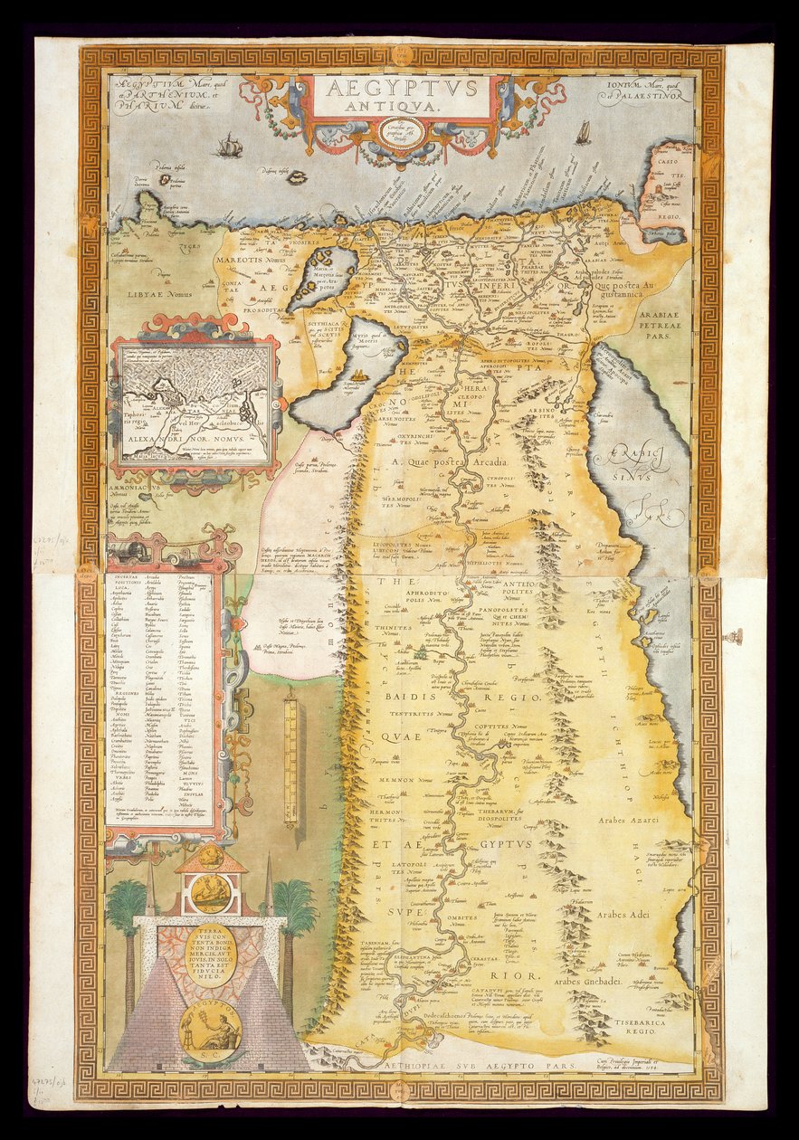 Kart over det gamle Egypt, 1584 av Abraham Ortelius