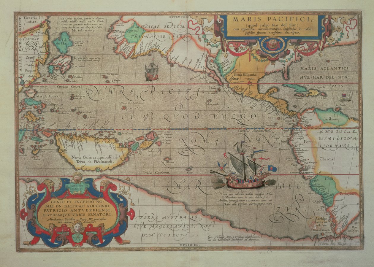 Kart over Stillehavet, Kina og Amerika, 1589 av Abrahamus Ortelius (l527-98) (for detaljer se 84597) av Abraham Ortelius