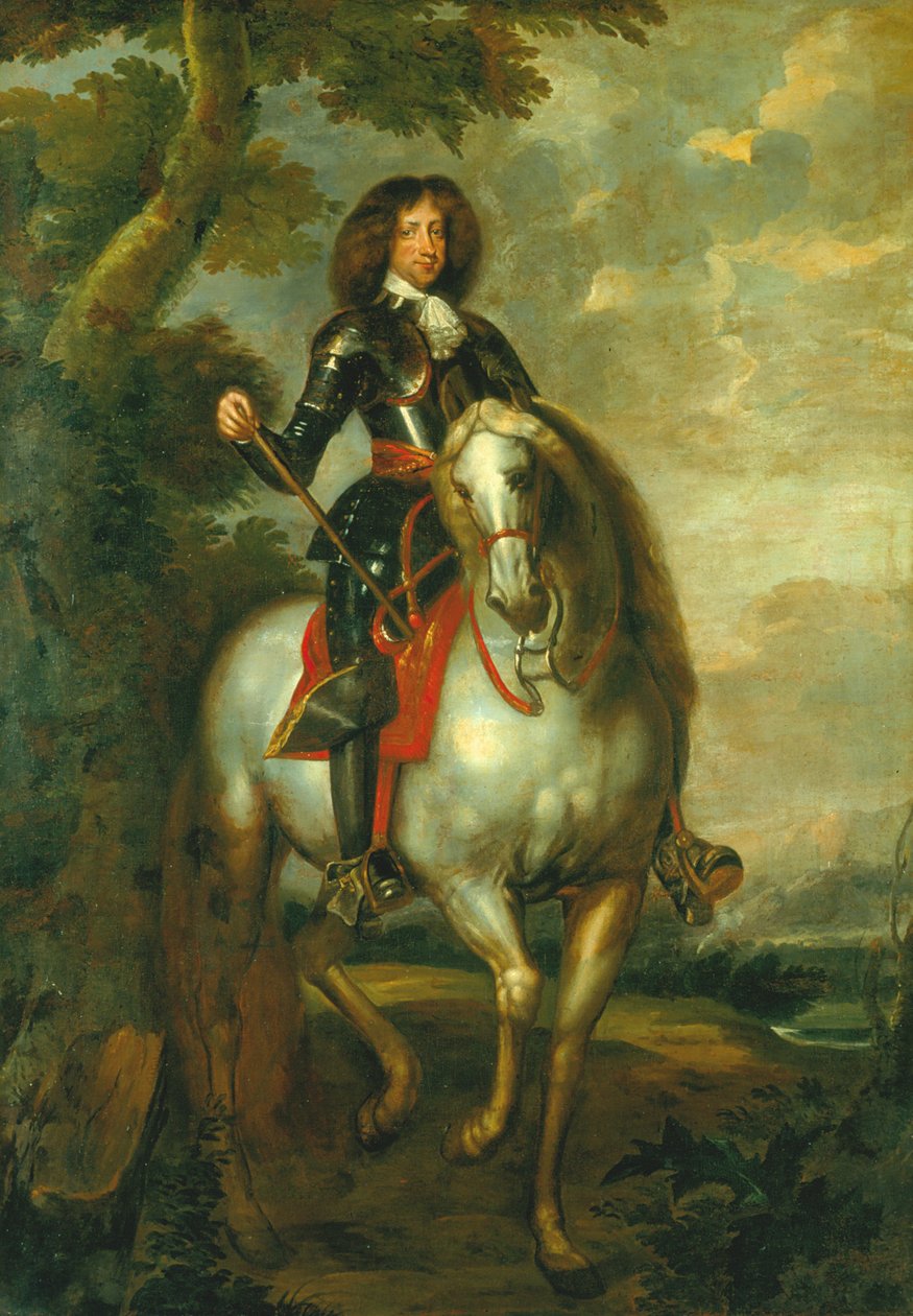 Portrett av kong Christian V til hest som kronprins av Abraham Wuchters