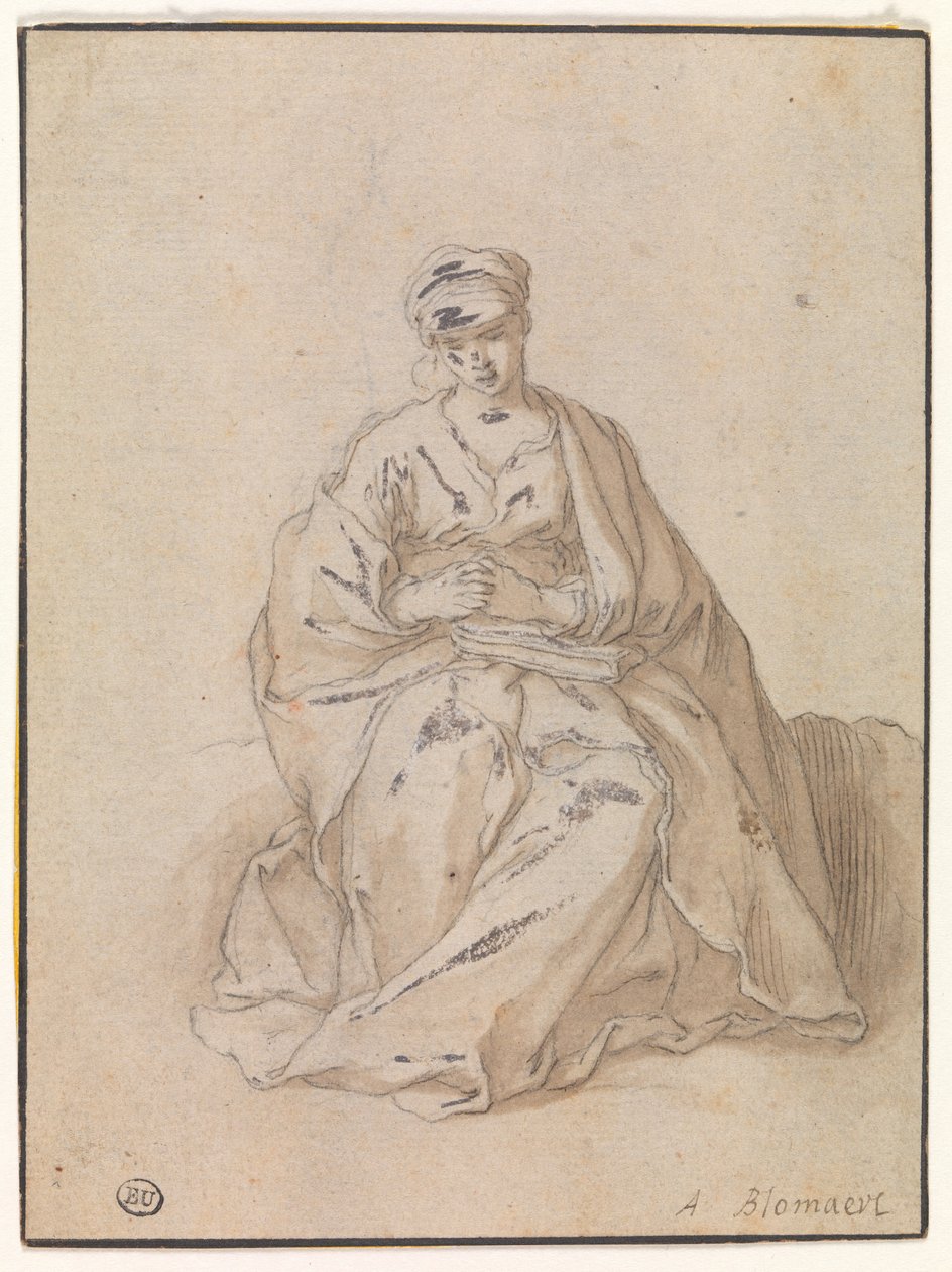 Maria, sitter med en bok av Abraham Bloemaert