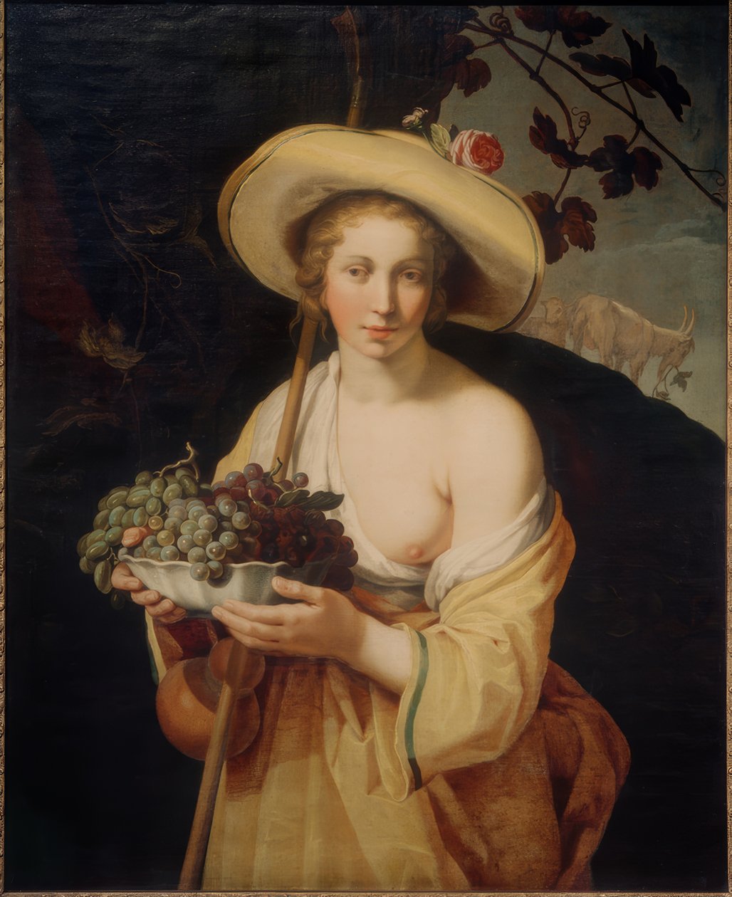Gjeterinne med druer av Abraham Bloemaert