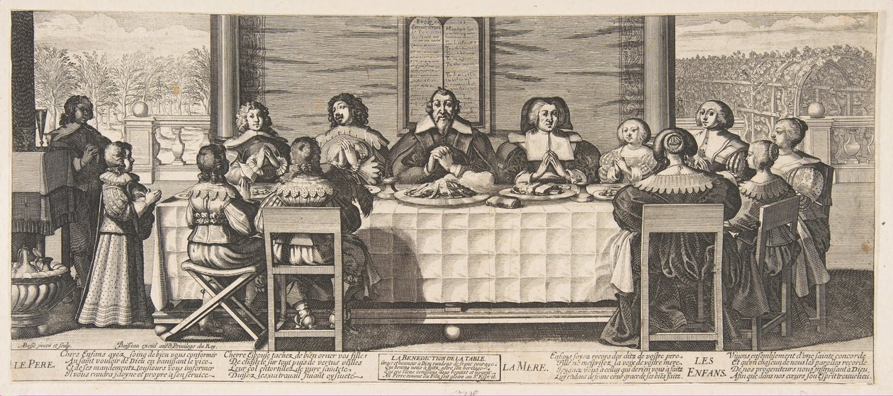 Velsignelsen ved bordet, ca. 1635. av Abraham Bosse