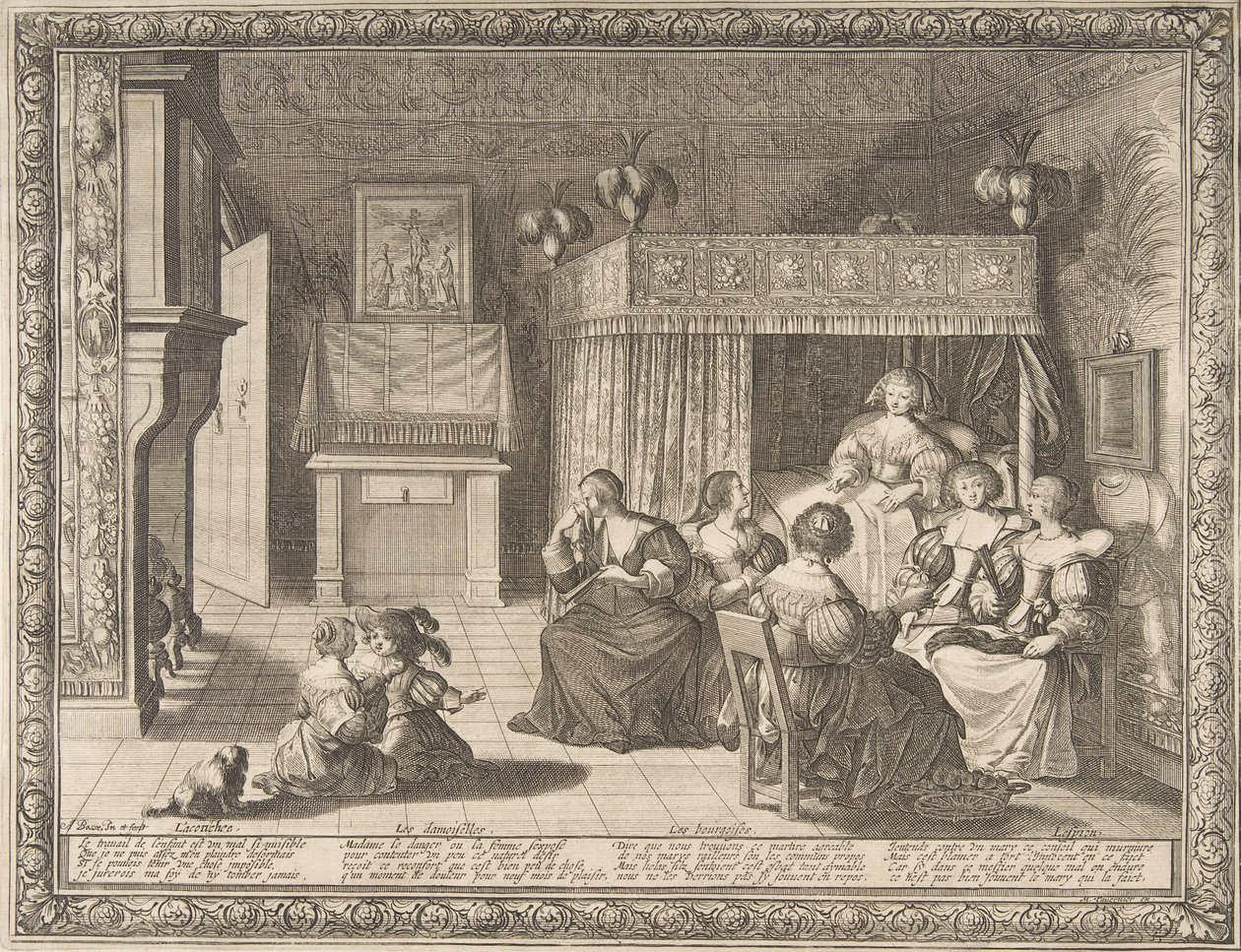 Besøk til den nye mor, 1633. av Abraham Bosse