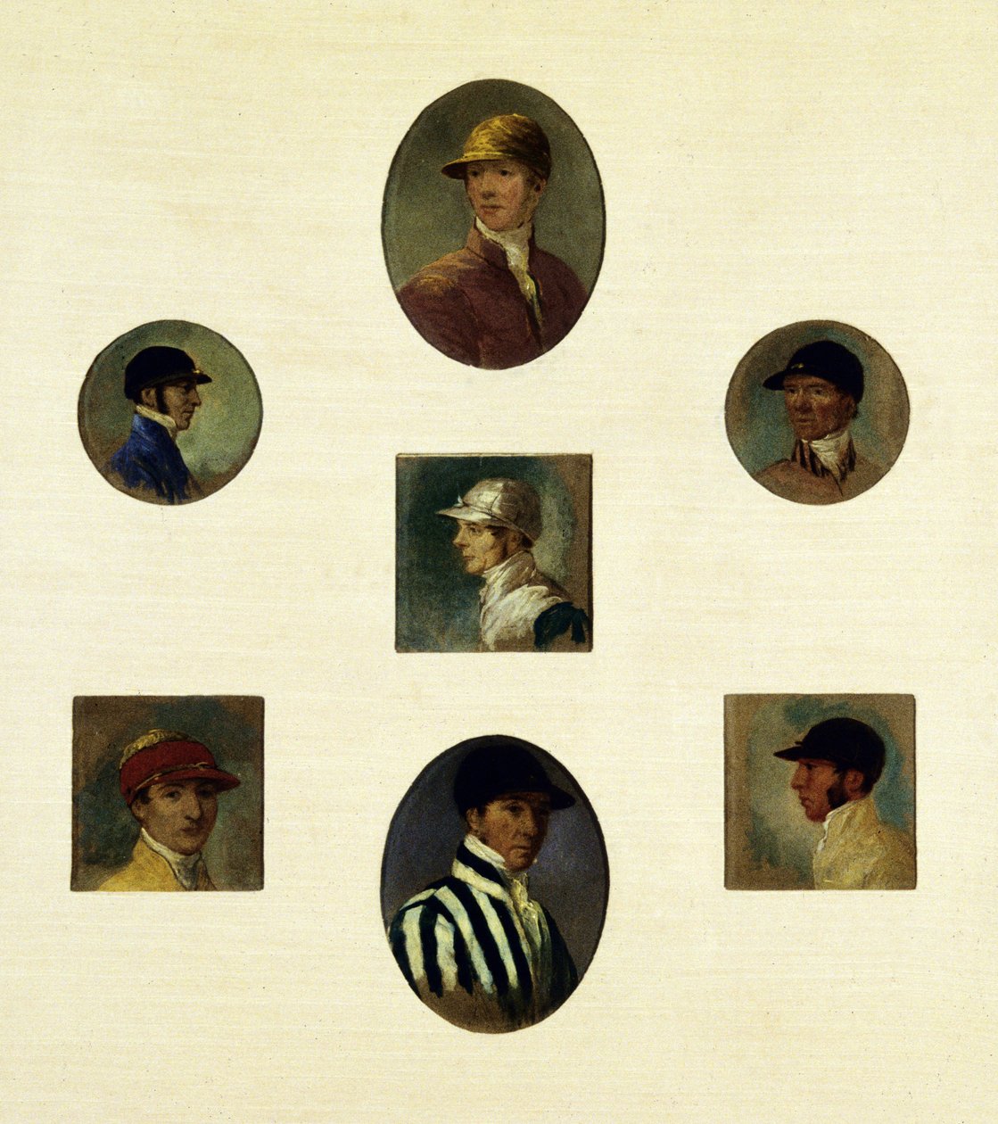 Studies of Jockeys, ca. 1830 (olje på lerret) av Abraham Cooper