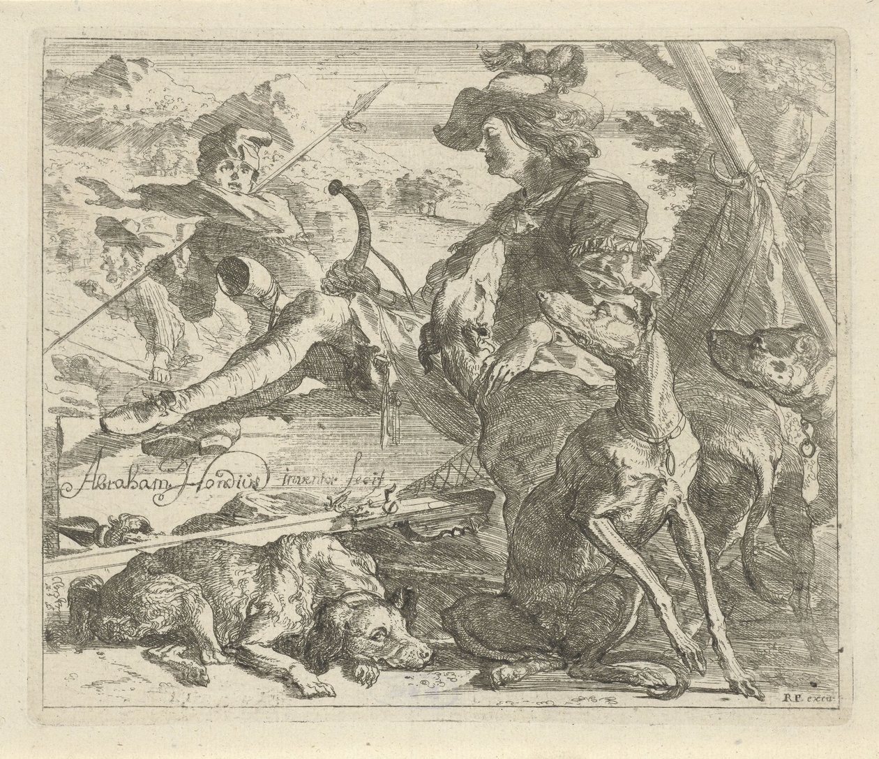 Jeger med hunder Diverse dyr (serietittel) av Abraham Danielsz. Hondius