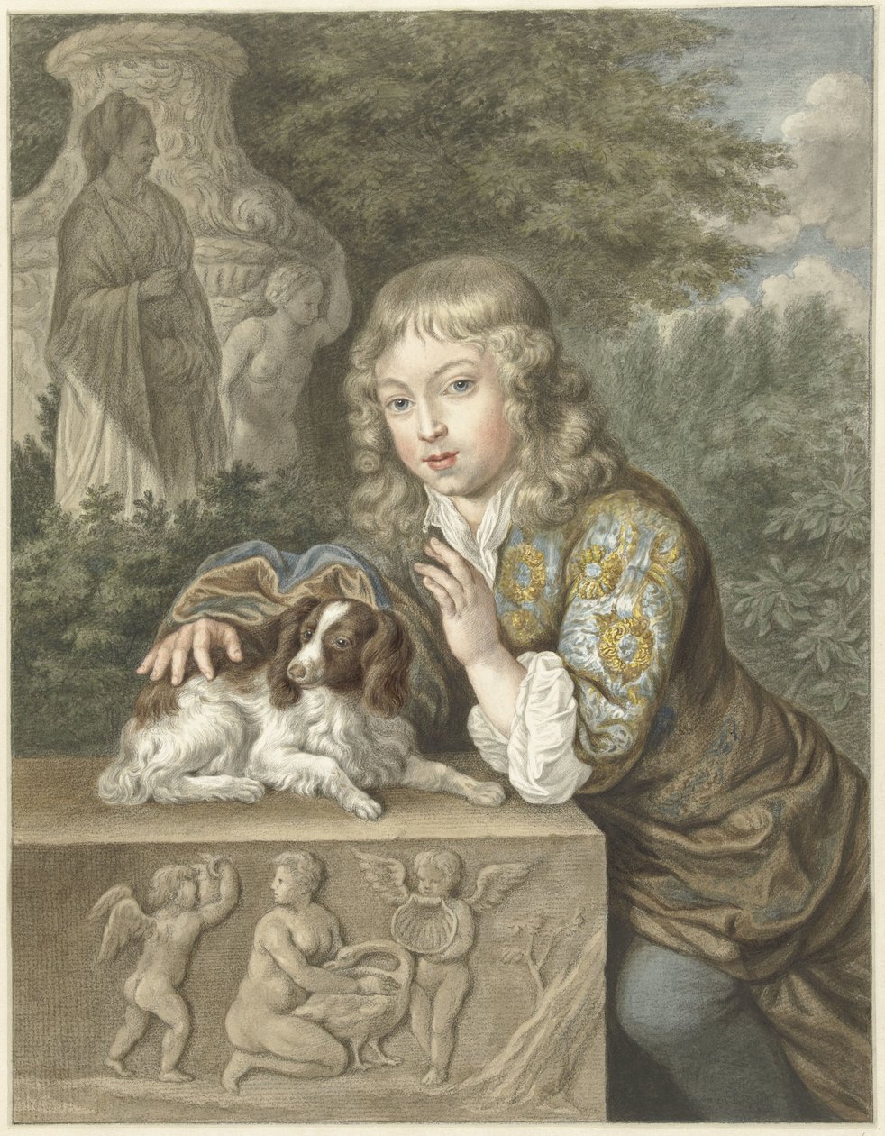 Gutt med hund av Abraham Delfos
