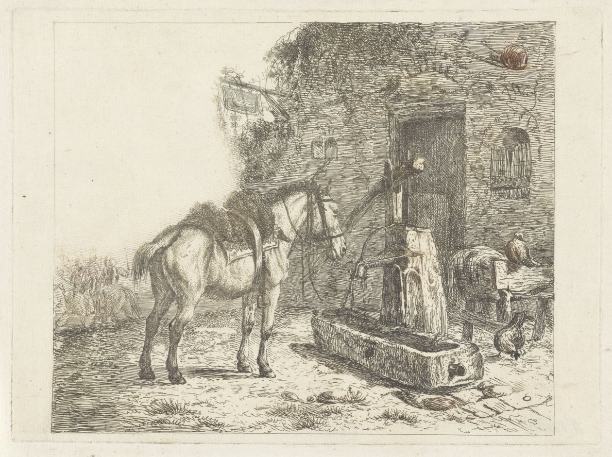 Hest foran et vertshus av Abraham Hendrik Winter