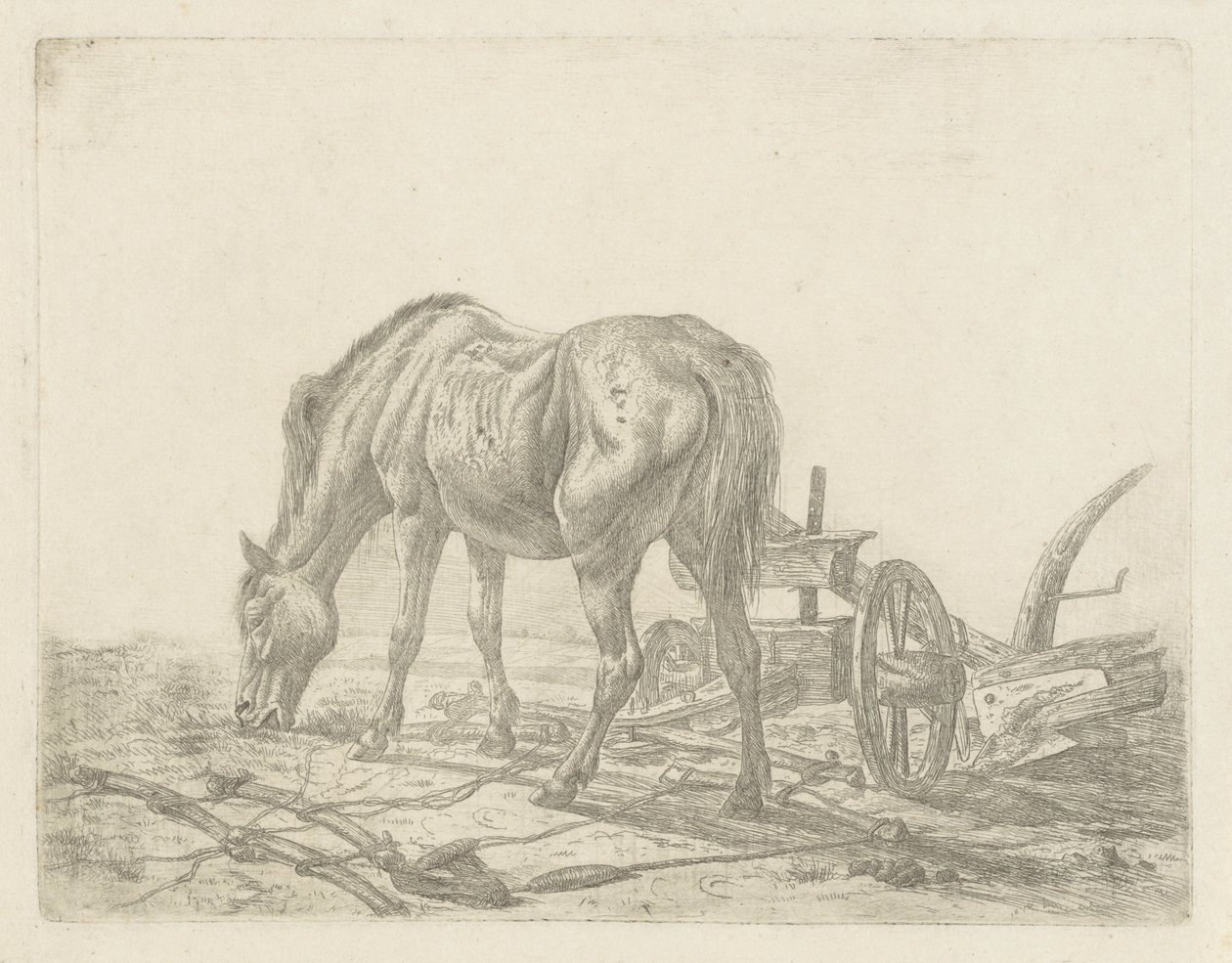 Utrent hest med plog av Abraham Hendrik Winter