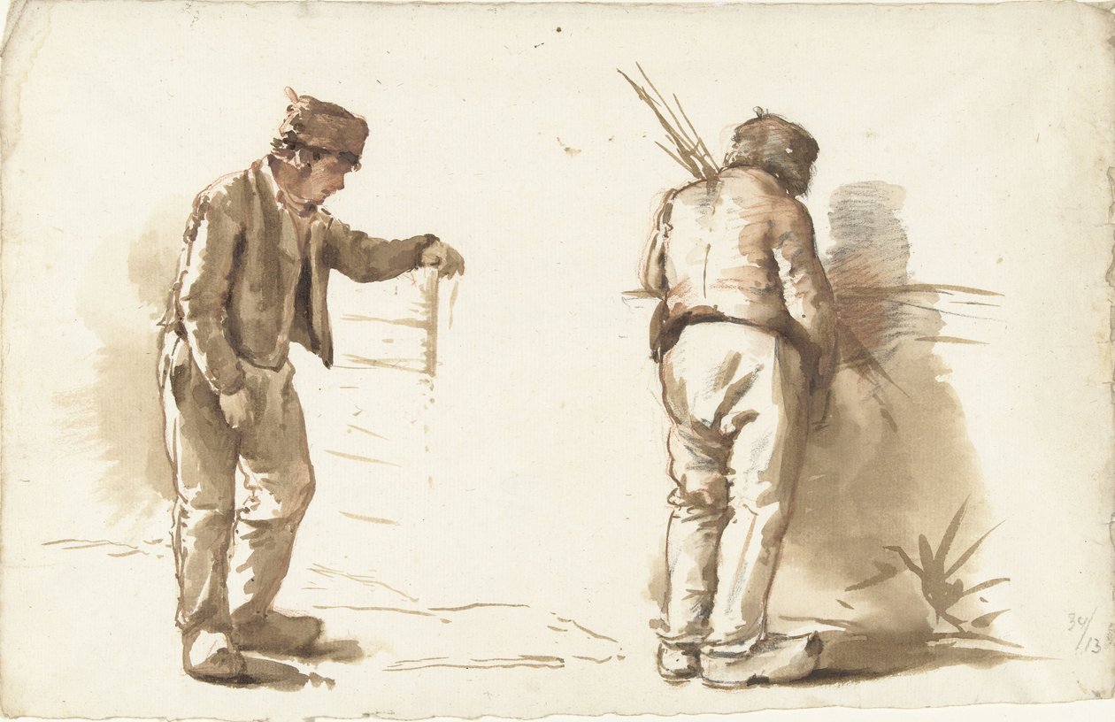 To studier av en stående mann av Abraham Johannes Ruytenschildt