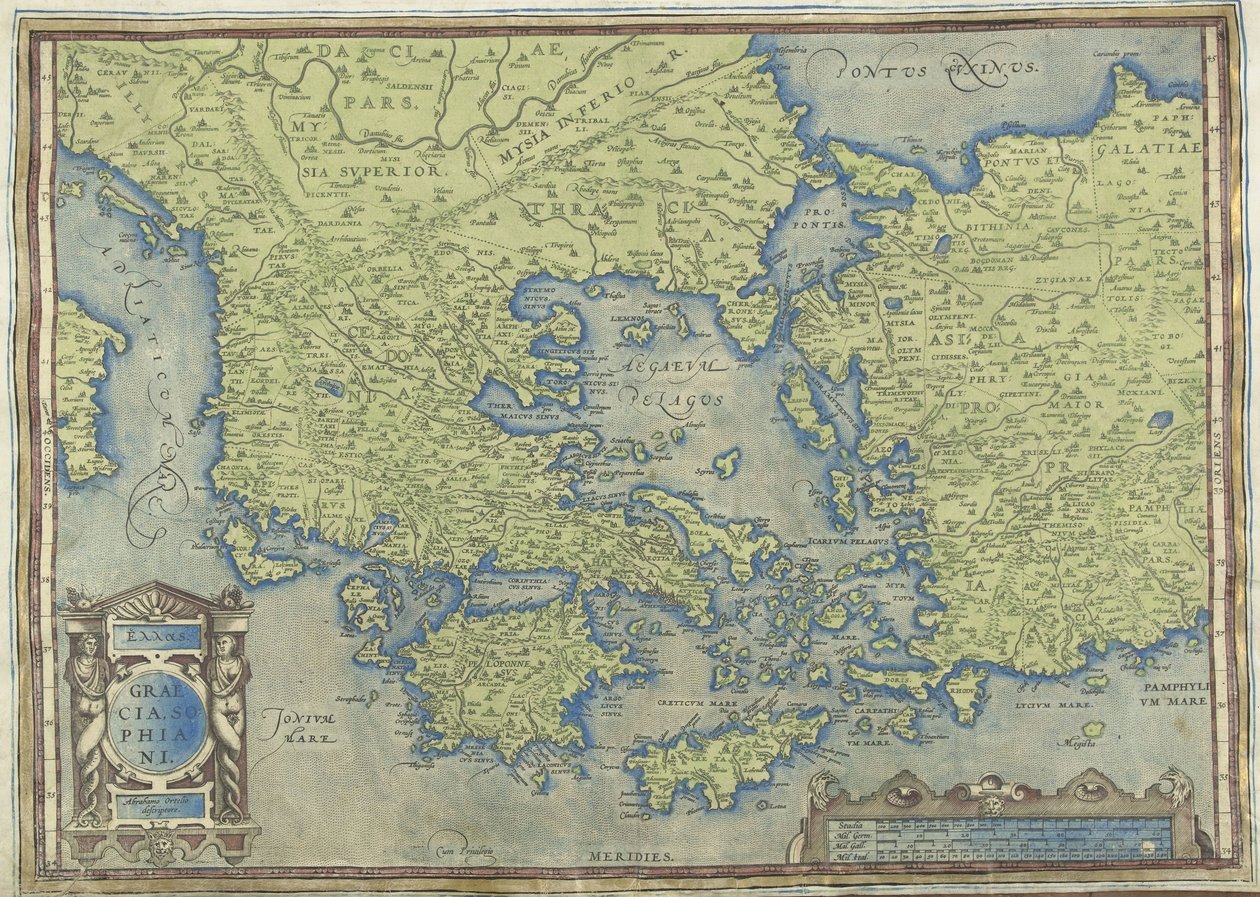 Hellas kart Graecia, Sophiani (tittel på objekt) av Abraham Ortelius