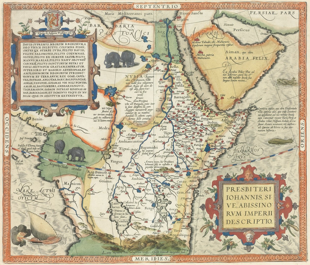 Kart over Afrika og den arabiske halvøy, av Abraham Ortelius