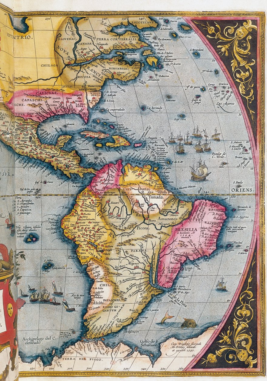 Kart over Sør-Amerika, av Abraham Ortelius av Abraham Ortelius