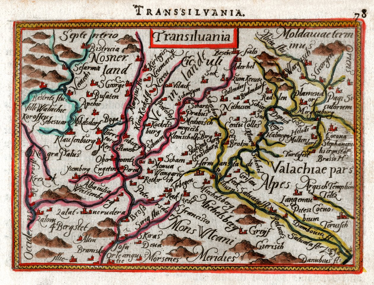 Kart over Transylvania 1590 av Abraham Ortelius