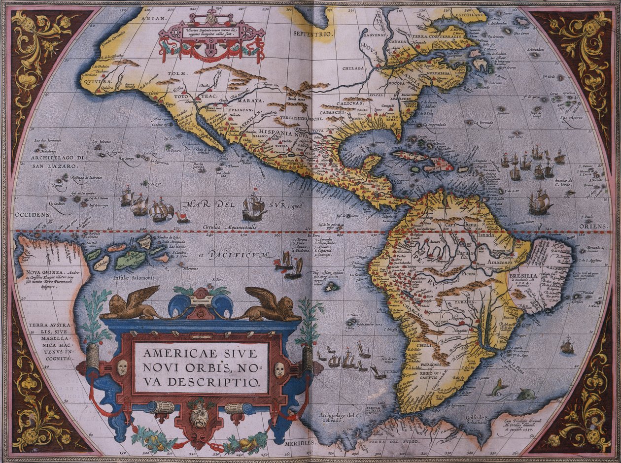 Ortelius kart over den nye verden av Abraham Ortelius