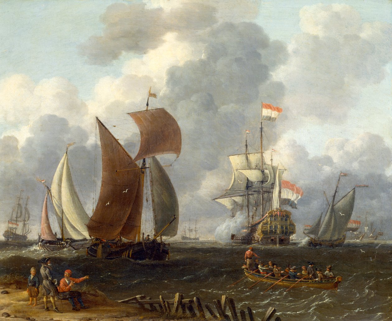 A Battle Offshore, 1600-tallet av Abraham Storck