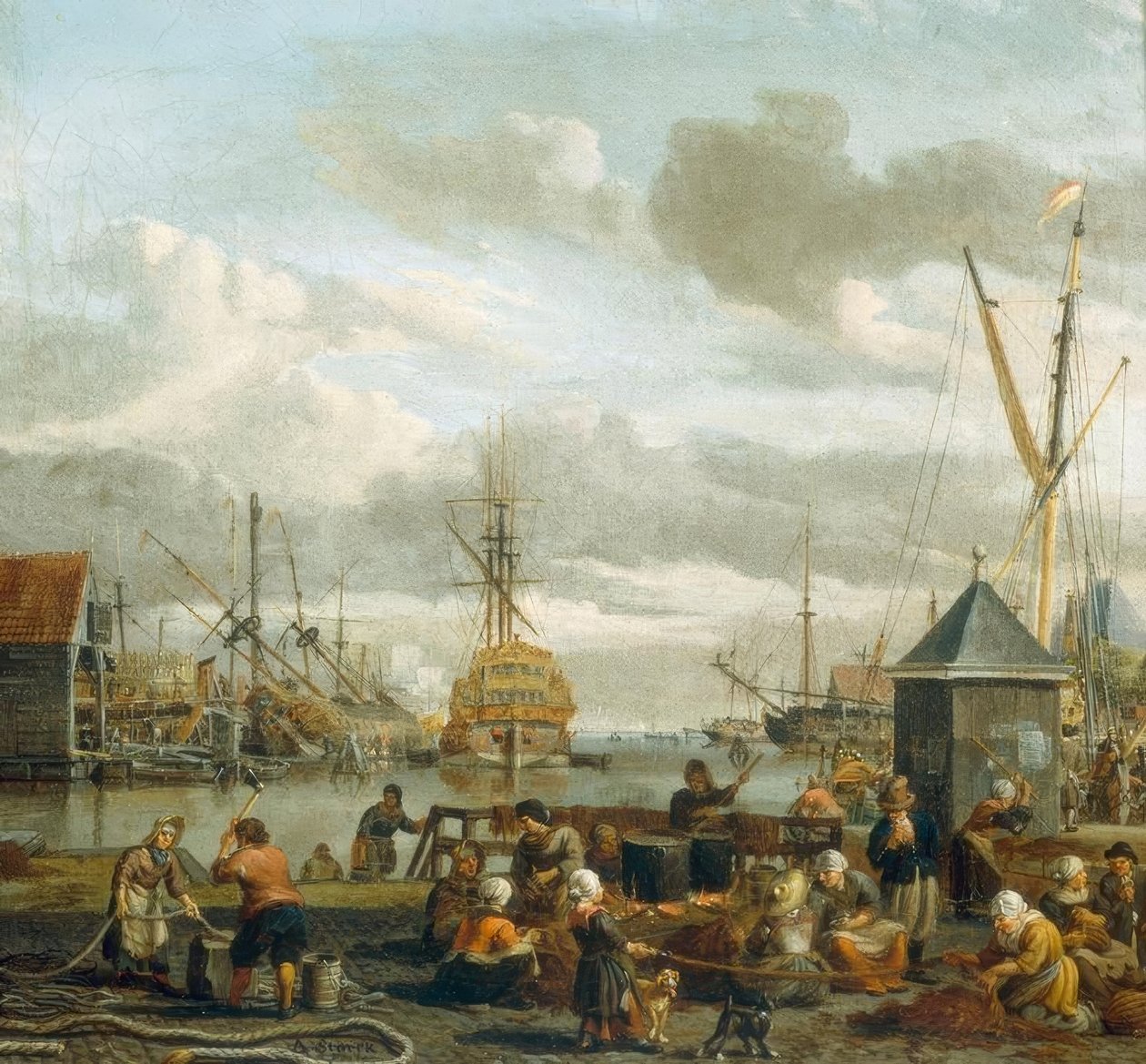 Utsikt over havnen i Amsterdam av Abraham Storck