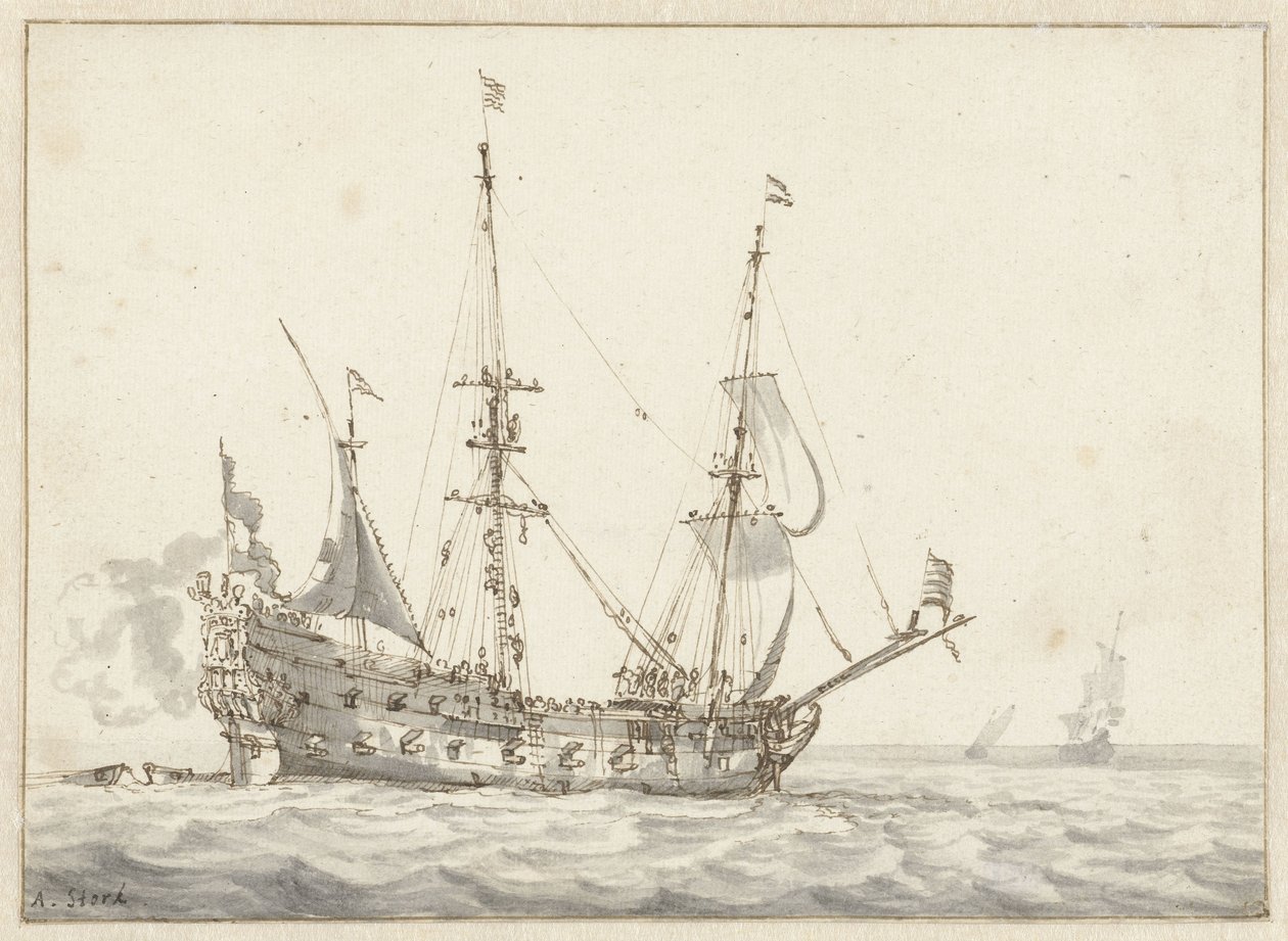 nederlandsk krigsskip av Abraham Storck