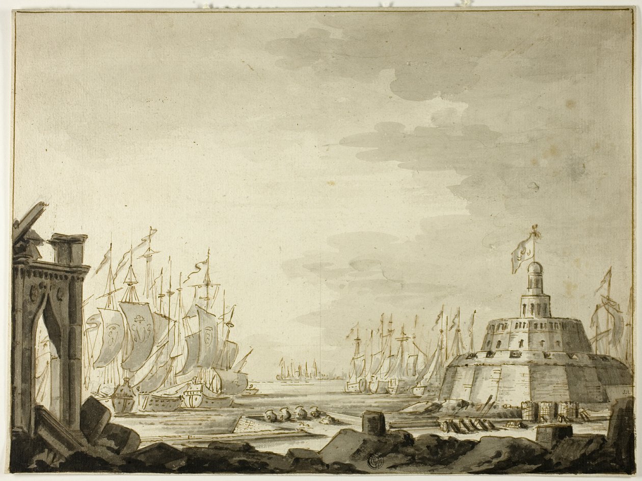 Malta, havnen i Valletta av Abraham Storck