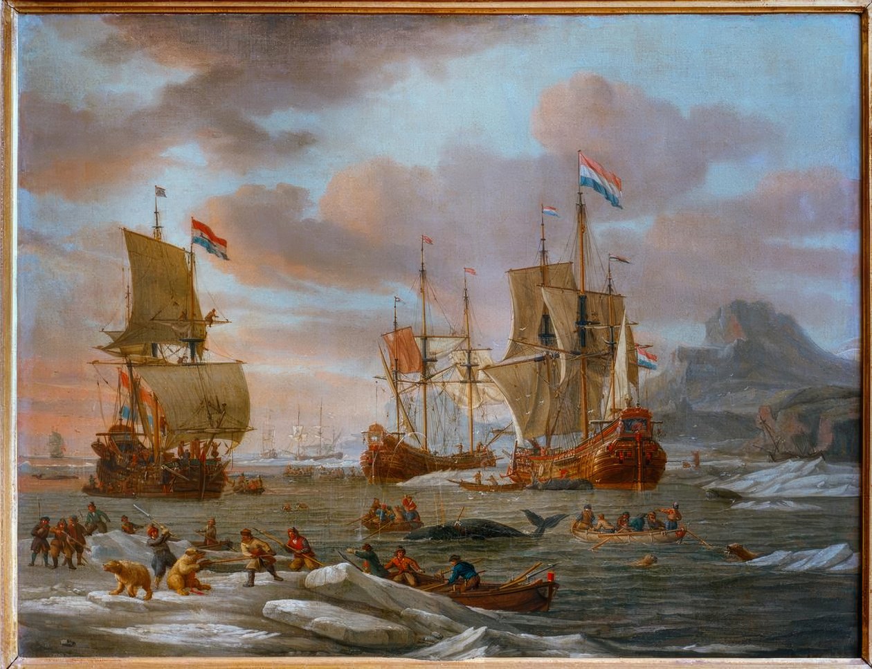 Nederlandske oversvømmelser i hvalfangst av Abraham Storck