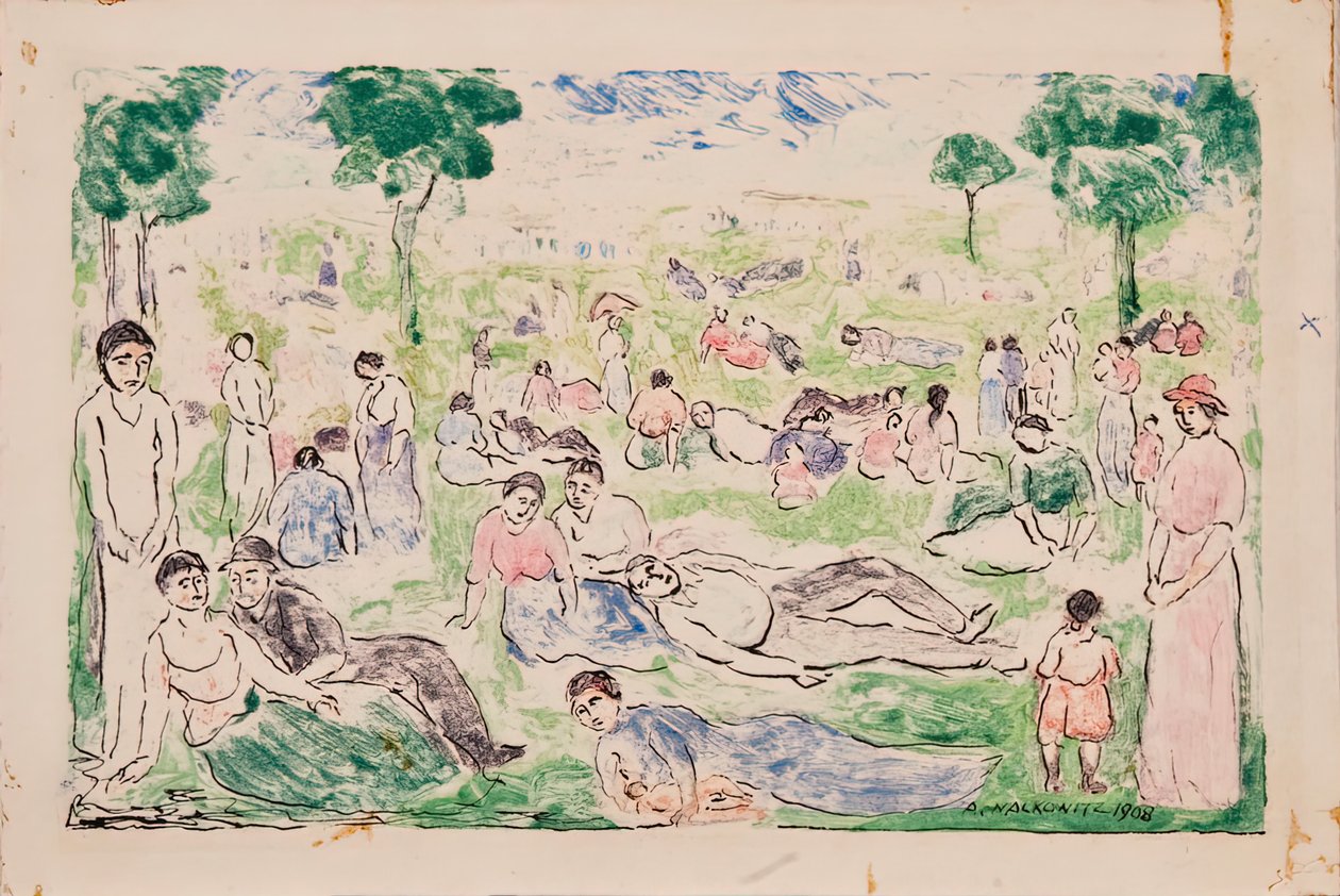 Park med figurer, 1908. av Abraham Walkowitz